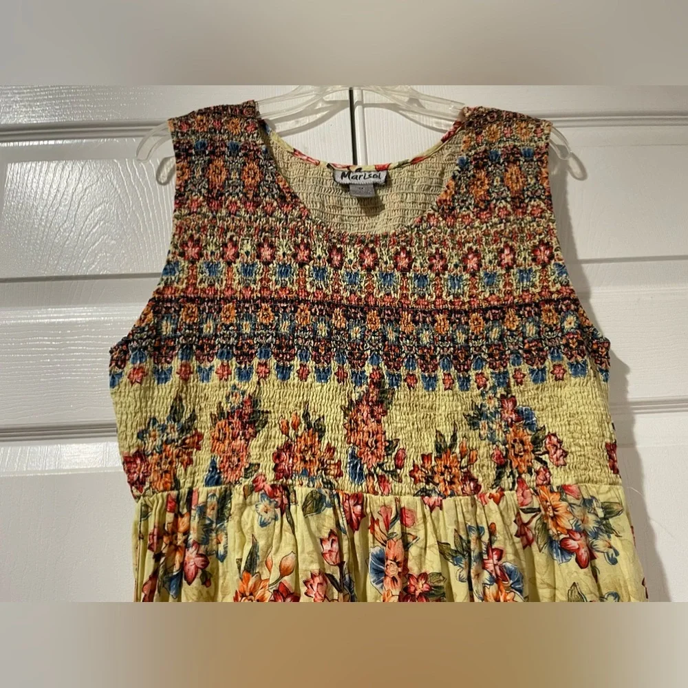 MARISOL Brand Sz- 1X Yellow Floral Sleeveless Maxi Dress - Picture 2 of 5